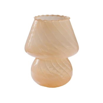 1 VNT. Stiklo Šiuolaikinės Kremas Stiklo Vaza Gėlių Ornamentu Vaza, Rankų darbo Apdaila, Lempa, Žvakė Turėtojas