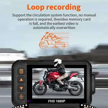 1080P Vandeniui Motociklo Kamera, DVR Motociklo Dashcam 3 Colių Priekyje & Galinio vaizdo Kamera, Vaizdo įrašymas DVR Juoda Naktinio Matymo Langelis
