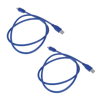 2X Blue Superspeed USB 3.0 Type A Male Į Mini B 10 Pin Male Kabelio su Adapteriu Laido
