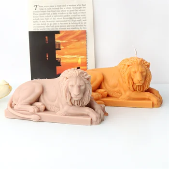 3D Liūtas Karalius Žvakė Silikono Formų Gyvūnų Mylėtojai Guli Liūtas Formų Skulptūros Žavesio Liūtai su Karčiais Statulėlės Minimalistinio Dovana