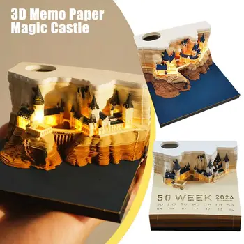 3D Notepad Magic Pilis 2024 Kalendorius Memo Pad Bendrosios Pastabos Dizaino Dėmesį, Popierius, Raštinės Reikmenys Naujovė Dovana