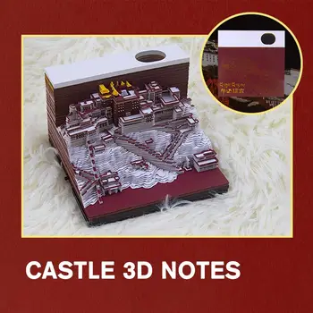 3D Notepad Popieriaus Skulptūra Pilies Sticky Notes Kalendorius Dovanų Lipni Darbalaukio Pastabos Siųsti Papuošalai Vaikų Kūrybos M3H5