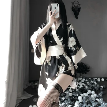 3pcs Nustatyti Japonų Kimono Chalatas Chalatas Moterų Tradicinio Stiliaus Kostiumai Pižama Diržo Mados Seksualus apatinis Trikotažas Suknelė Suknelės, Drabužiai