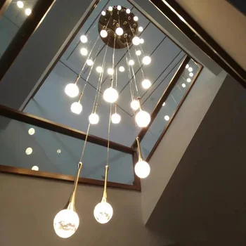 Crystal Lubų Šviestuvai Už Kambarį Fojė Prabanga kristalų (lcd) LED Lempos Ilgai Laiptai, Kabantys Žibintai Aukso Patalpų Šviestuvas
