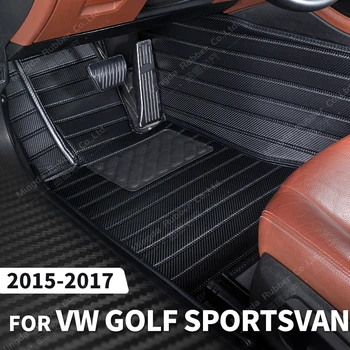 Custom Anglies Pluošto stiliaus Grindų Kilimėliai Volkswagen VW Golf Sportsvan 2015 2016 2017 Koja kiliminė danga Padengti Auto Interjero Priedai