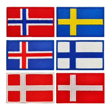 Danija Norvegija Siuvinėti Drabužiai Pleistrai Islandija Suomija Švedija Skrybėlę Lipdukai Karinės Vėliavos Kablio Kilpa Maišelį Ženklelis Priedai