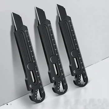 Daugiafunkcinis Įrankis Peilis 6 1 нож канцелярия Estilete Cutter Aliuminio Lydinio Sunkiųjų 25/18MM Black Premium Raštinės reikmenys