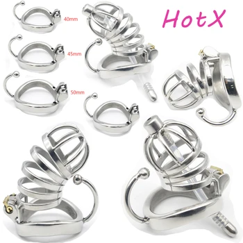 HotX Metalo Skaistybės Narve Tuščiaviduriai Kvėpuojantis 2 Dydžių Penio Žiedas Prietaiso R9 Žiedai Silikono Kateteris BDSM Bondage Vyrų Suaugusiųjų Sekso Žaislas