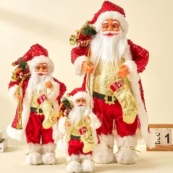 Kalėdų Lėlės Medžio Dekoro Santa Claus lėlės aukso siūlės raudona kuprinė Santa 2024 Naujųjų Metų Namų Puošybai Vaikų Dovanų navidad