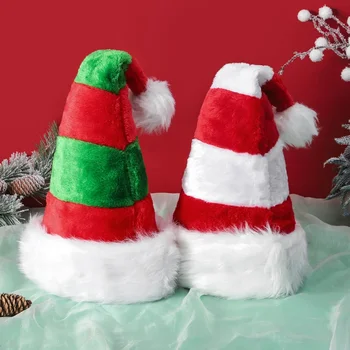 Kalėdų Minkštas Skrybėlę Santa Claus Raudona Žalia Juostele Trumpas Pliušinis Noel Bžūp Linksmų Kalėdų Dekoro Dovana Naujųjų Metų Šventė Kalėdos Prekes