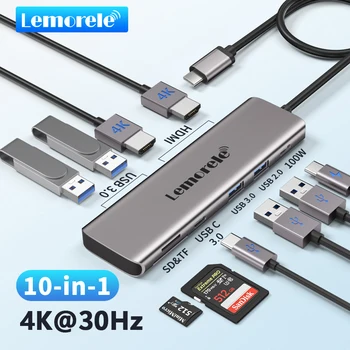 Lemorele TC91 USB C HUB USB 3.0 Docking Station USB Tipo C Dual HDMI Už Macbook Air, Pro, iPad Pro M2 M1 PC Pratęsti 2 Skirtingos