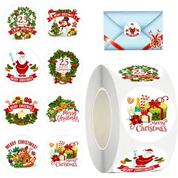 Mielas Kalėdų Etiketės 500pcs Praktinių Roll Etiketės, Lipdukai Kalėdų Eco-Friendly Įvairūs Maži, Apvalūs Lipdukai Savarankiškai