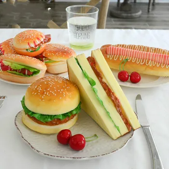 Modeliavimo Duonos Sumuštinį Hamburger Hot Dog Restoranas Modelio Apdailos Prekių patalpų įrengimui skirti Dirbiniai, Amatai, Maisto, Žaislų, 4pc (siuntos)