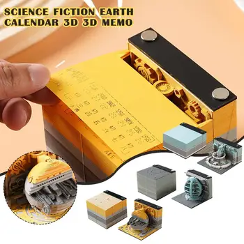 Mokslinės Fantastikos Žemę 3D Notepad 2024 Kalendorius Memo Pažymi, Popieriaus Priedai Pastaba Raštinės reikmenys Trinkelėmis Bloko Dizainas Naujovė Hary G G0D6