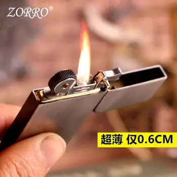Naujas Zorro Ultra-plonas Gryno Vario Mini Žibalas Lengvesni Nešiojamų Metalo Vėjo Šlifavimo Ratas Lengvesni Cigarečių Rūkymas Įtaisą
