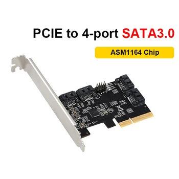 PCIE X4 4 Port SATA3.0 Plėtimosi Kortelės PCIE3.0 Adapterio plokštę ASM1164 Chip Expansion Card PCIE Į SATA Įkrovos SSD