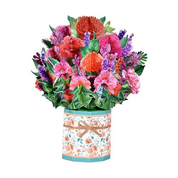 Pop-Up Gėlių Puokštė Atvirukai Mama, Popieriaus Gėlių Pop-Up Kortelę, 3D Gimtadienio Atvirukai Motinos Diena Dovanos Moterims