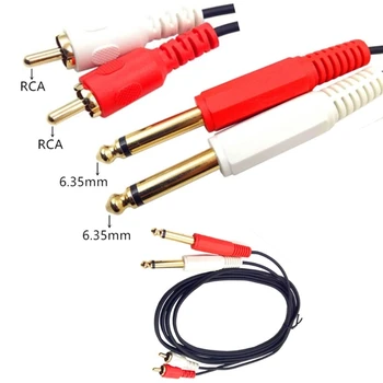 RCA 1/4 Adapteris, RCA Male 1/4 6.35 mm Adapteris, Kabelis, 2 6.35 mm 1/4 colių TRS Stereo Lizdas, 2 RCA Male Audio Line