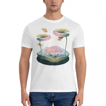 Rožinė Kačių Klounas Ir Vandens Lelija vyriški Marškinėliai TAMA Kūrybos Tees Trumpas Rankovės Crewneck T-Shirt Medvilnės 6XL Viršūnės