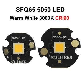 SFQ65 4x Core 3V 20A Šiltai Balta 3000K CRI90 5000 Liumenų SMD 5050 LED KDLitker DTP Vario mCPCB Aukštos CRI Geltona Šviesa