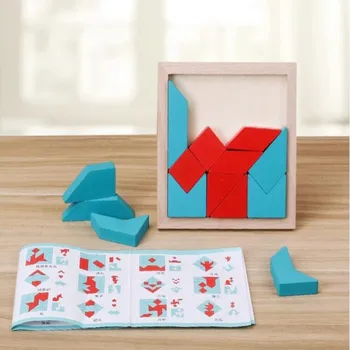 Tangram Keturiolika protingas valdybos dėlionė dėlionės paveikslėlį rusijos vaikų ankstyvojo ugdymo medinė dėlionė valdybos 14 tangram žaislai