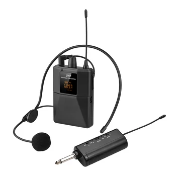 UHF Belaidės laisvų Rankų įrangos Mikrofonas su Siųstuvu & Imtuvas Skaitmeninis LED Ekranas Bodypack Siųstuvas Mokymo Kalbos