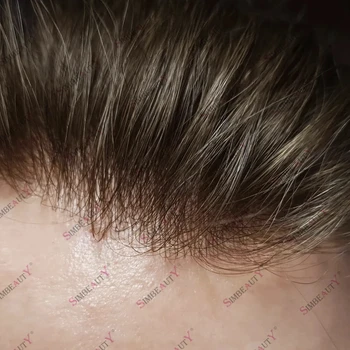 Ultra Plonos Odos 0.02-0.03 mm Microskin Žmogaus Plaukų Vyrų Toupee Nepastebėti Gamtos Valsčiaus Protezavimas Kapiliarų Plaukų Sistema