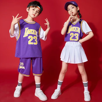 Vaikų Koncertas Hip Hop Drabužių Cheerleader Marškinėliai Šortai Streetwear Krepšinio Uniformų Mergaitės Berniukai Kostiumas Drabužiai