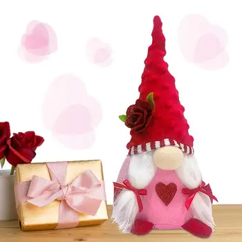 Valentino Nykštukai Pliušinis Mielas Beveidis Rose Gnome su Led Šviesos Nykštukas Lėlės, Pliušiniai Gnome Papuošalai Valentino Dieną Namuose šalis