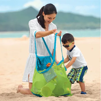 Vasaros lauko kempingas Buitinių prekių saugojimo krepšys vaiko didelių žaislų saugojimo maišelį Smėlio kasimo įrankis paplūdimio Tinklinio didelių akių maišą